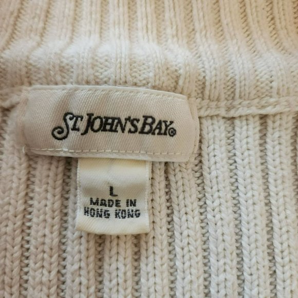 St John's Bay Striped Sweater Size Large Brown Cream - Picture 3 of 14